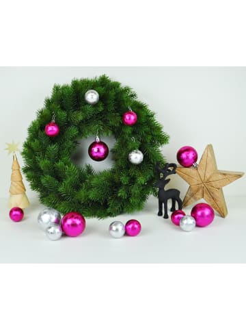 50x Kunststoff Eislack Christbaumkugeln 4 + 6 cm Kugeln in Pink / Silber