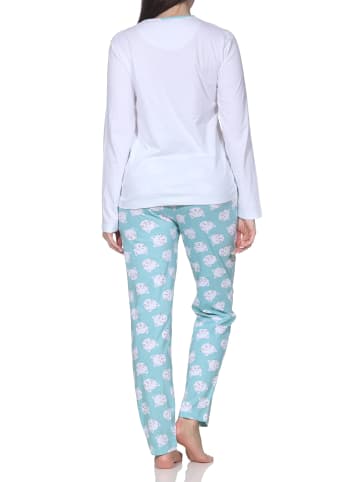 Langarm Schlafanzug Pyjama Katzenmotiv in flieder