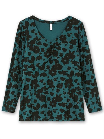Langarmshirt in tiefgrün-gemustert