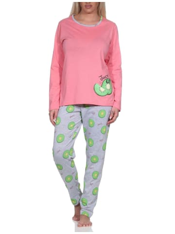 Schlafanzug langarm Pyjama Pyjamahose Kiwi print - 86365 in pink