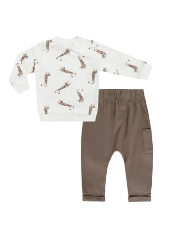 2 tlg. Set Sweatshirt & Hose - Giraffe in braun,weiss