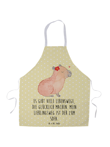Kochschürze Capybara Blume mit Spruch in Gelb Pastell