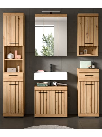Badmöbel-Set in Eiche Artisan 164 cm 5-teilig, Badezimmer mit viel Stauraum