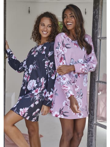 Sleepshirt in mauve + schwarz