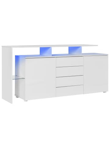 Sideboard in Weiß mit LED Beleuchtung und Hochglanzfront 160x35 cm
