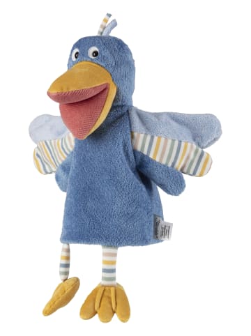 Handpuppe Vogel in jeans