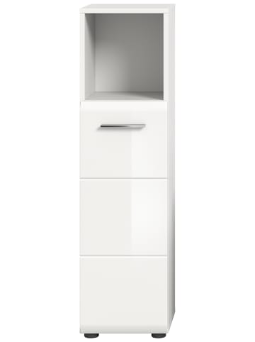 Standschrank hoch in Weiß/Weiß Hochglanz - (B) 30 x (H) 110 x (T) 30