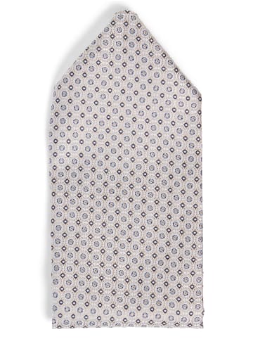 Fliege und Einstecktuch in beige marine - 0001
