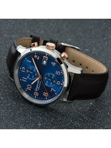 Quarzuhr Chronograph "SKYSCRAPER" in Braun/Silber/Blau