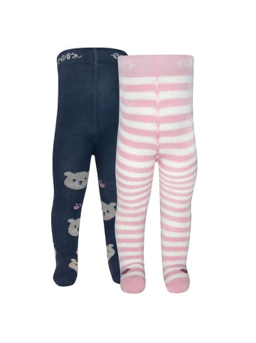 2er-Set Strumpfhose 2er Pack Bär/Ringel in blau-rosa