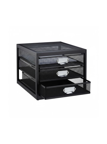 Schubladenbox 3 Fächer in Schwarz - (B)27,5 x (H)23 x (T)35 cm