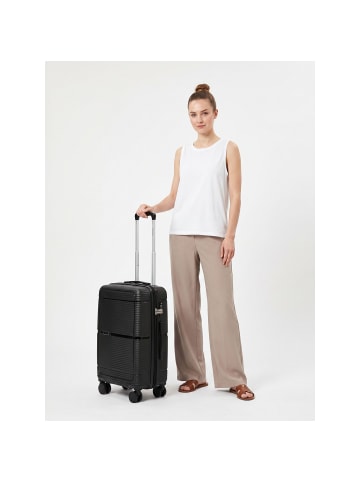 5899 4 Rollen Kabinentrolley S 55 cm mit Dehnfalte schwarz