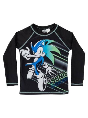 Sonic The Hedgehog Schwimmshirt UV-Schutz 50+ Langarm Badeshirt Shirt in schwarz