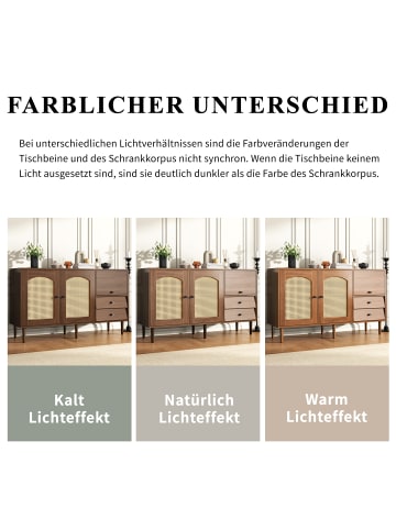 Sideboard in Natur im Landhausstil mit Rattantüren 130x40 cm
