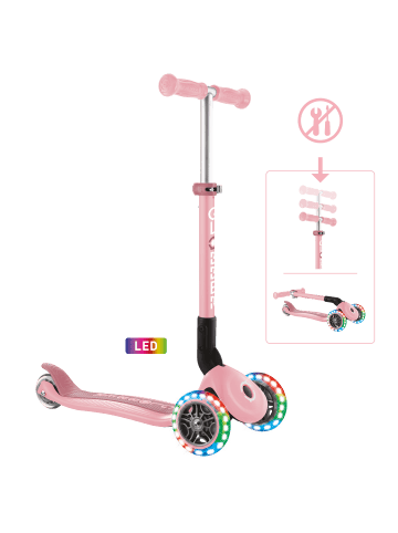 Scooter JUNIOR FOLDABLE LIGHTS Roller in pastellrosa, mit Leuchtrollen