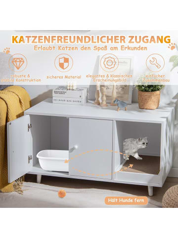 Katzenschrank mit Kratzbrett in Weiß