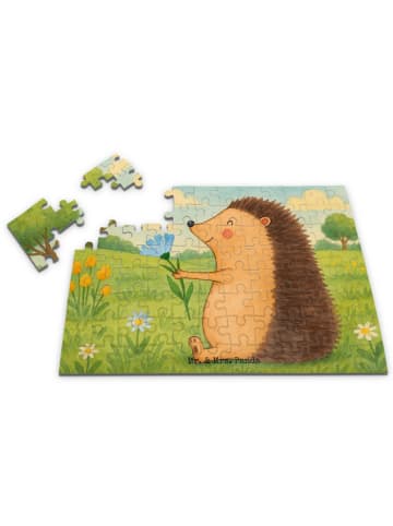 Puzzle Igel Blumen Design ohne Spruch in Weiß
