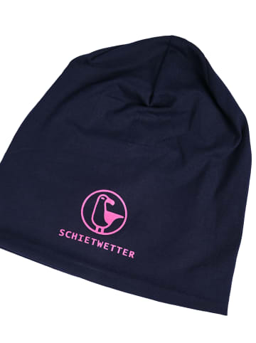 Beanie mit Print Möwe in navy/neon magenta