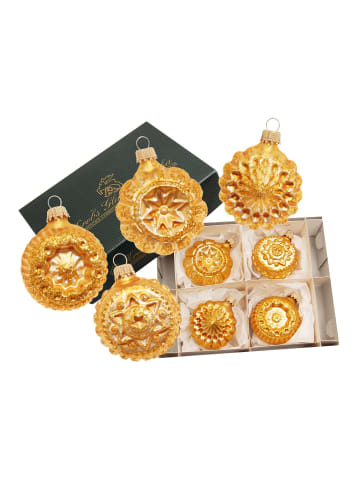 4er-Set: Baumschmuck-Glasornament in Gold