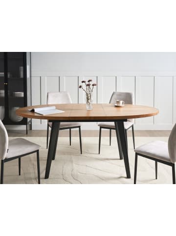 Ausziehbarer Tisch DUTTON in Braun/Schwarz - (W) 90 x (H) 75 x (L) 140 cm