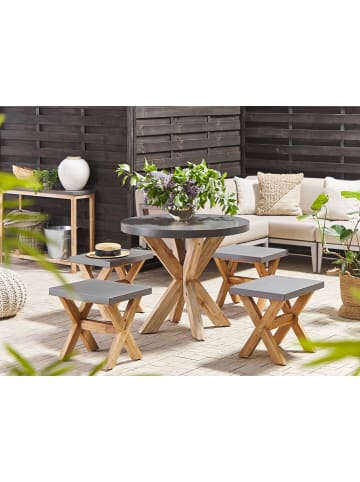 5-tlg Gartentisch Set OLBIA in Grau/Braun