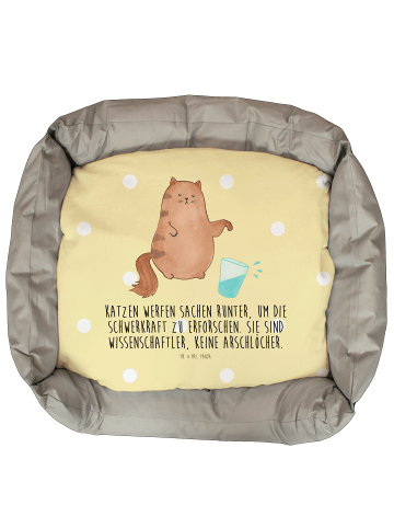 Katzenbett Katze Wasserglas mit Spruch in Gelb Pastell