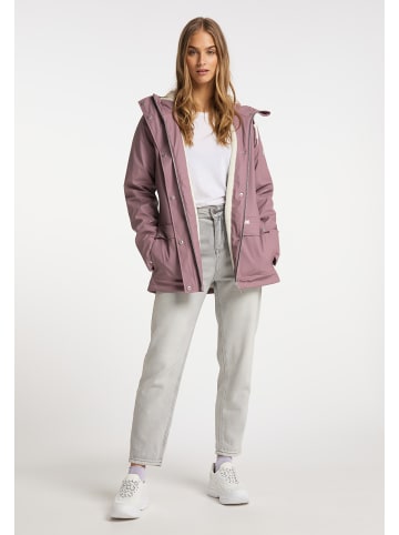 Damen Regenjacke Mit Faux-Fur Innenfutter in Malvenrot