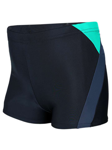 Jungen Badehose Gestreift mit Motiven in grün/grau