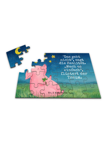 Puzzle Schwein Glück Design mit Spruch in Weiß