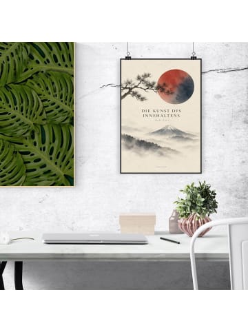 Plakat Berg gelassen Design mit Spruch in Weiß