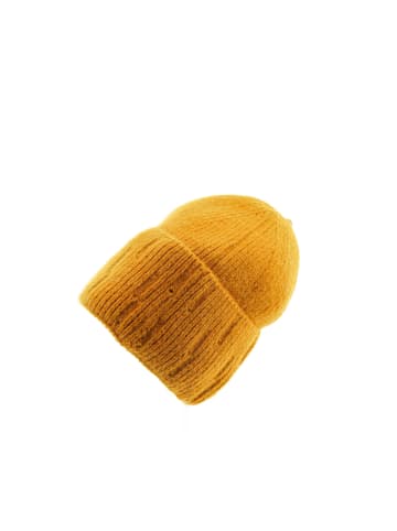 Beanie Mütze für Winter und Herbst mit Innenfutter in Gelb