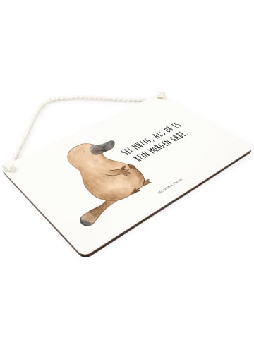 Deko Schild Schnabeltier Mut mit Spruch in Weiß