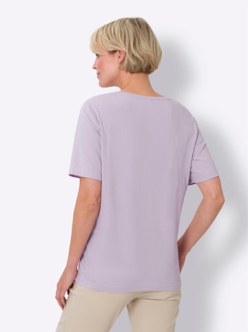 Kurzarm-Shirt in flieder-jeansblau