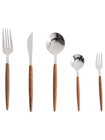 30-set Besteck Set GEMELLI in Silber/Braun