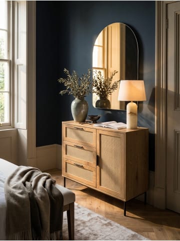 Kommode 80x82x36 cm Flurkommode Eiche-Dekor & Rattan, Sideboard mit
