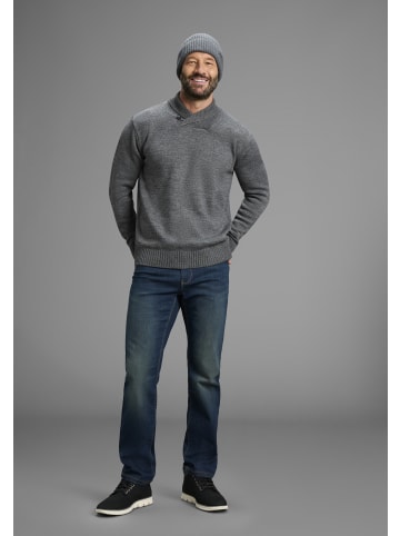 Schalkragenpullover in grau melange