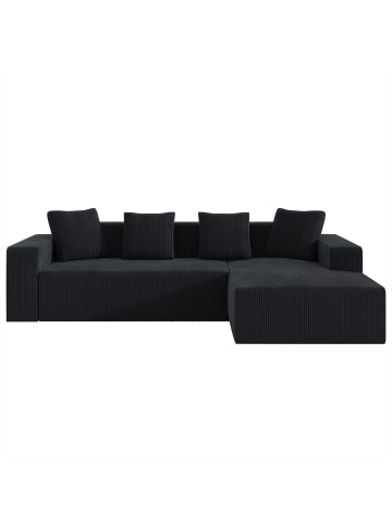 Ecksofa in Schwarz modular mit tiefem Sitz gepolstert für Wohnzimmer