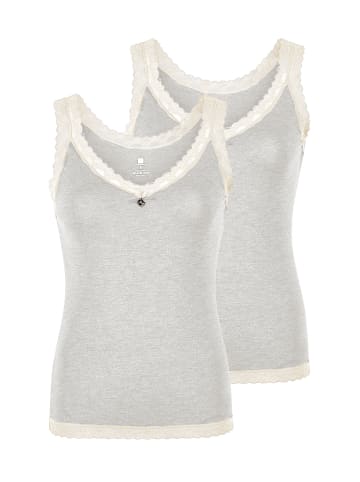 2er Pack Damen Top in ivory grey