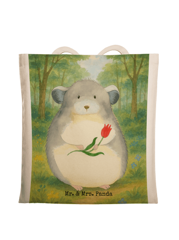 Stoffbeutel Chinchilla Blume Design ohne Spruch in Weiß