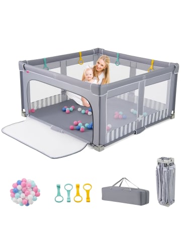 127 x 127 cm Laufstall Baby faltbar in Anthrazit