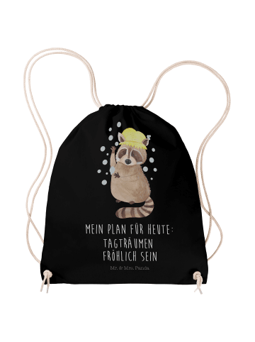 Sportbeutel Waschbär mit Spruch in Schwarz