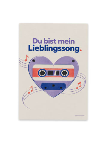 Postkarte Kassette modern Design mit Spruch in Weiß