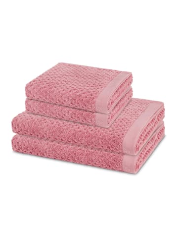 2 X Handtuch 2 X Duschtuch im Set Harmony in Altrosa