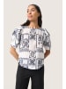 Soaked in Luxury Kurzarm-Bluse SLReesha Gerade Passform in Broken White w. Navy
