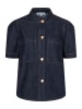 More & More feminine, dark denim Kurzarm-Jeansbluse in dark blue denim