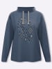 Sieh an! Stehkragen-Shirt in rauchblau-schwarz