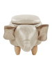 Beliani Tierhocker ELEPHANT in Beige/Braun - (W) 70 x (H) 35 x (L) 32 cm