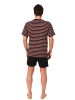 NORMANN Kurzarm Schlafanzug Shorty Pyjama Streifen in schwarz