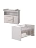 roba Babyzimmer Set Lea 2-tlg. Holz Beige/Grau mit Bett & Kommode