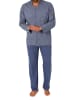 NORMANN Langarm Schlafanzug Jersey Pyjama zum durchknöpfen - 81202 in blau